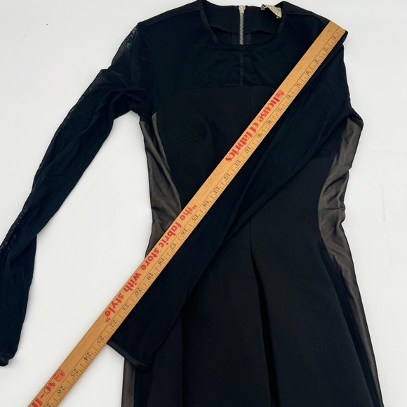 Torn by Ronny Kobo Black Long Mesh Sleeve Peplum Bodycon Dress Size Small - Picture 10 of 11
